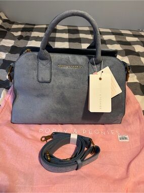 Poppy & Peonies Mini Uptown Light Blue Suede